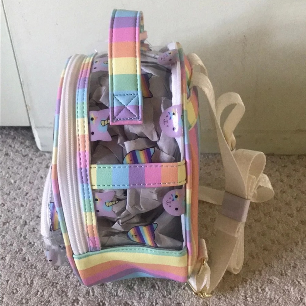 New Betsey Johnson Rainbow Clear unicorn backpack - Picture 3 of 3